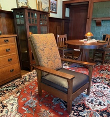 Original Gustav Stickley Open Arm Morris Chair.  Signed.